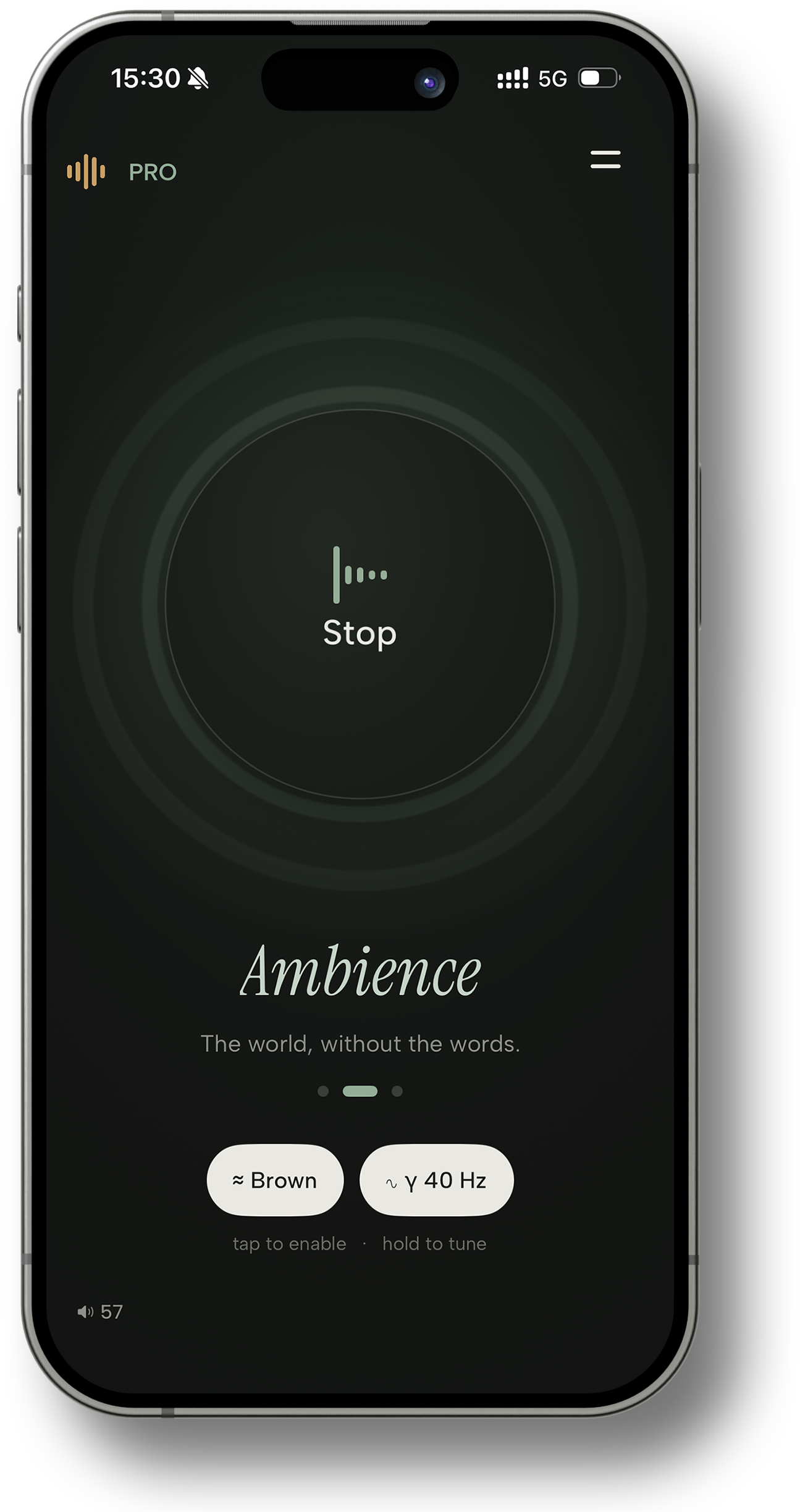 clir Focus on iPhone — an Ambience sound environment running