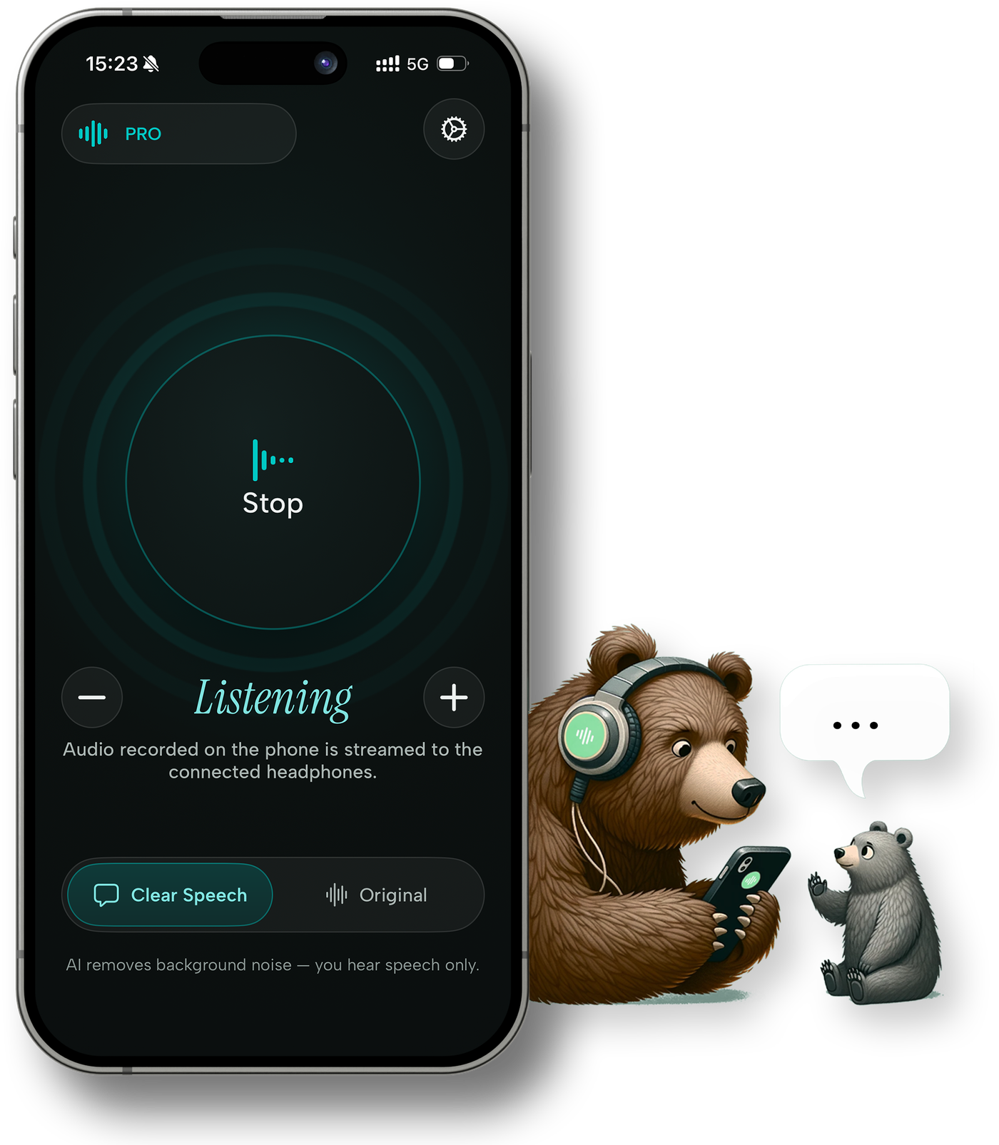 clir Hearing app isolating speech in real time